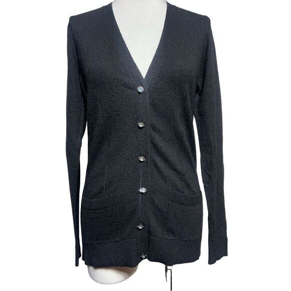 Milly of New York Long Sleeve Cardigan Sweater Rhinestone Buttons Size Medium - Picture 1 of 5